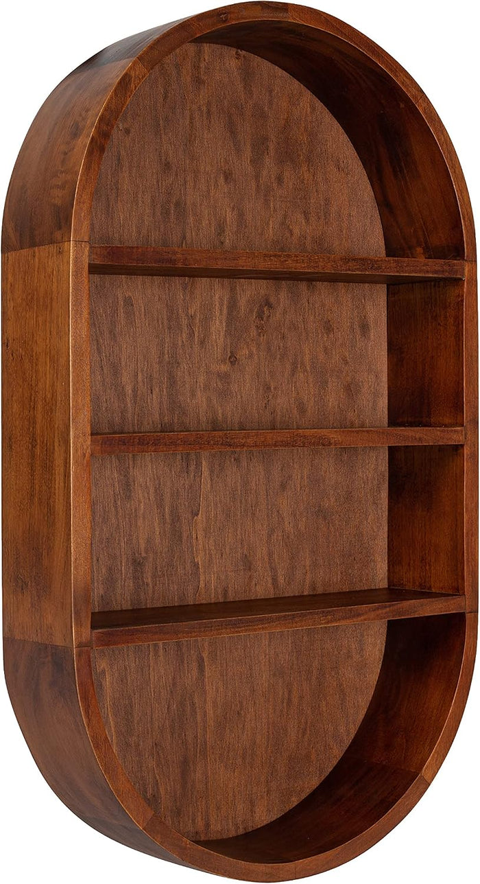 Kate and Laurel Hutton Midcentury Capsule Wall Shelf; 16 x 28; Walnut Brown; Geometric Decorative Shelves for Wall