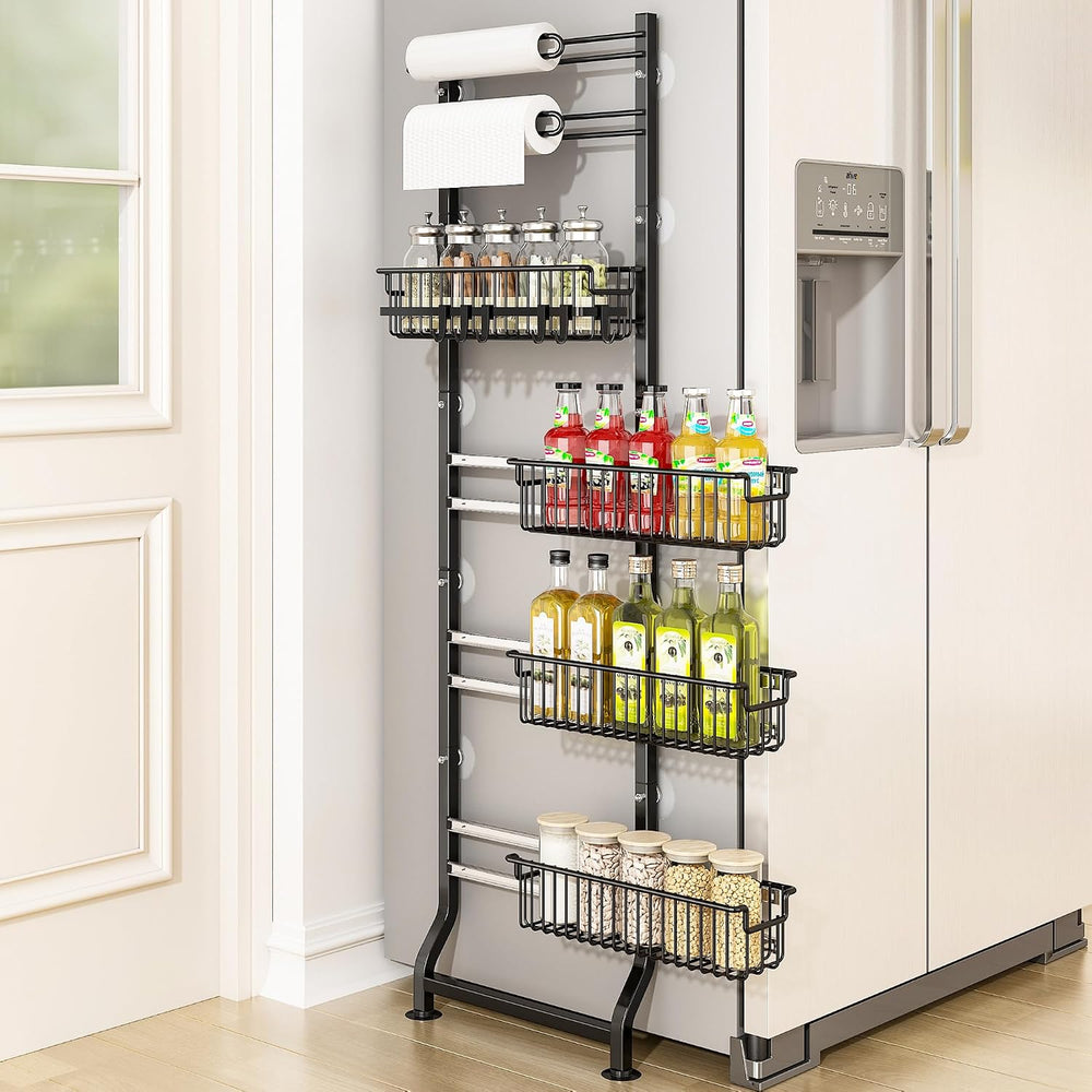 BUKFEN 6-Tier Slim Corner Shelf, Spice Rack Narrow Storage Next to Fridge