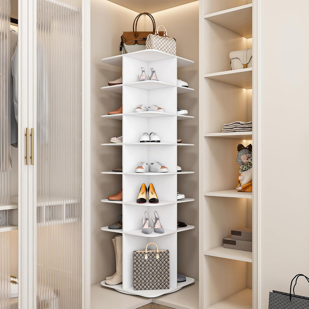 7-Tier Rotating Shoe Rack Tower, 360° Spinning Shoe Organizer for Closet, Fre...