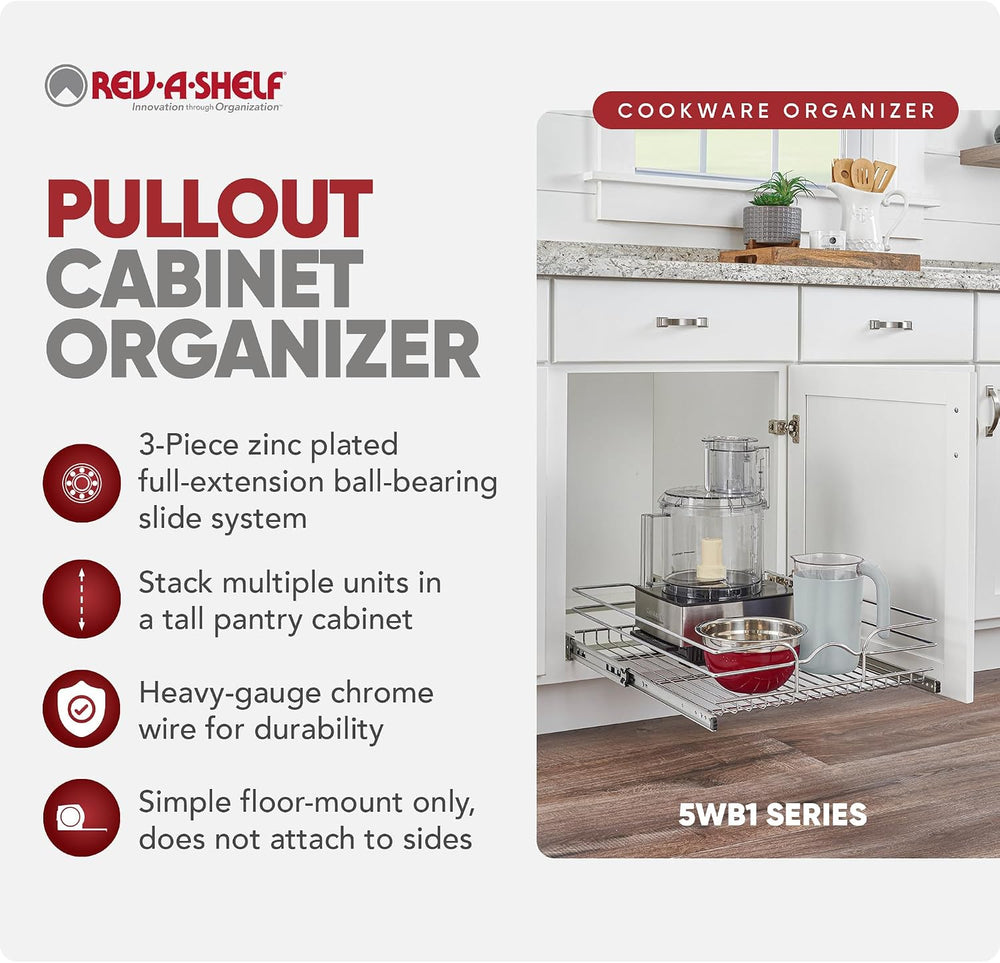 Rev-A-Shelf Pullout Drawer Organizer for Kitchen Cabinets, 15" x 22"