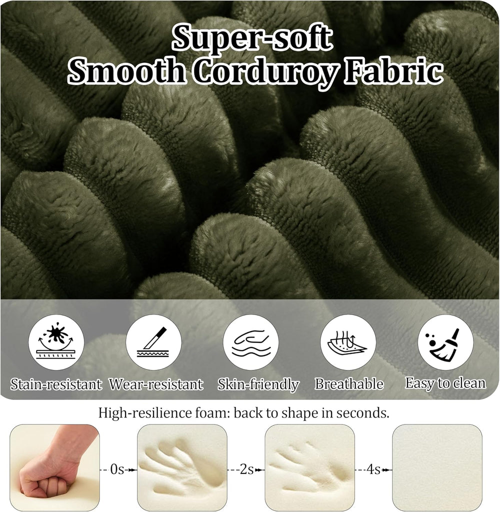 27.56'' Plush Fluffy Corduroy Poofy Ottoman in a Box for Boneless Sof...