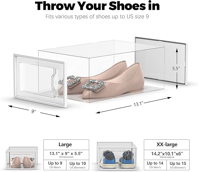 SEE SPRING 12 Pack Shoe Storage Box, Space Saving Foldable Shoe Rack Sneaker