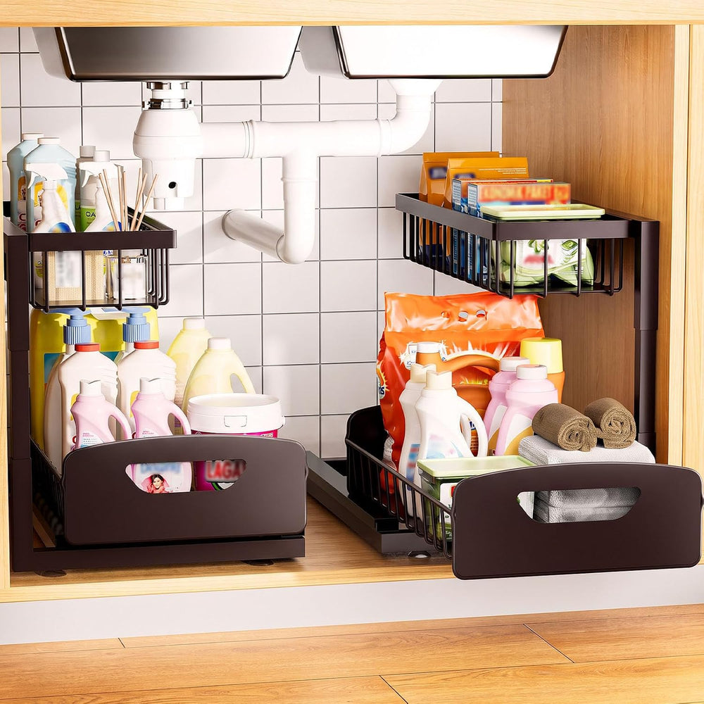 AIDIAM Under Kitchen Sink Organizer, Metal Pull Out Bathroom Organizers and S...