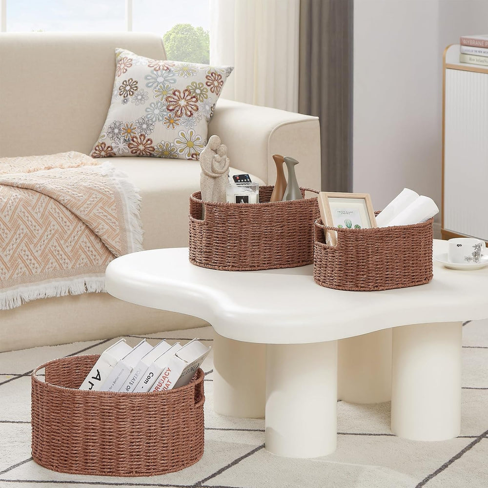 Vagusicc Wicker Storage Basket, Set of 3 Hand-woven Storage Baskets for Organ...