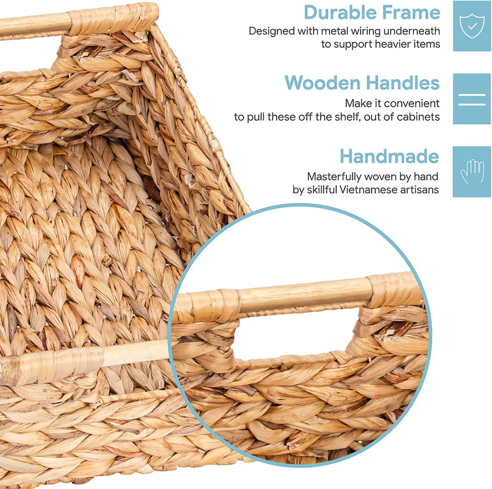 VATIMA Hyacinth Large Wicker Basket 15.5x10.8x6.2"