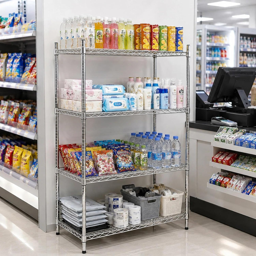 APLSS NSF 4-Tier Chrome Storage Shelves, 18"x36"x63", Dry Envi...