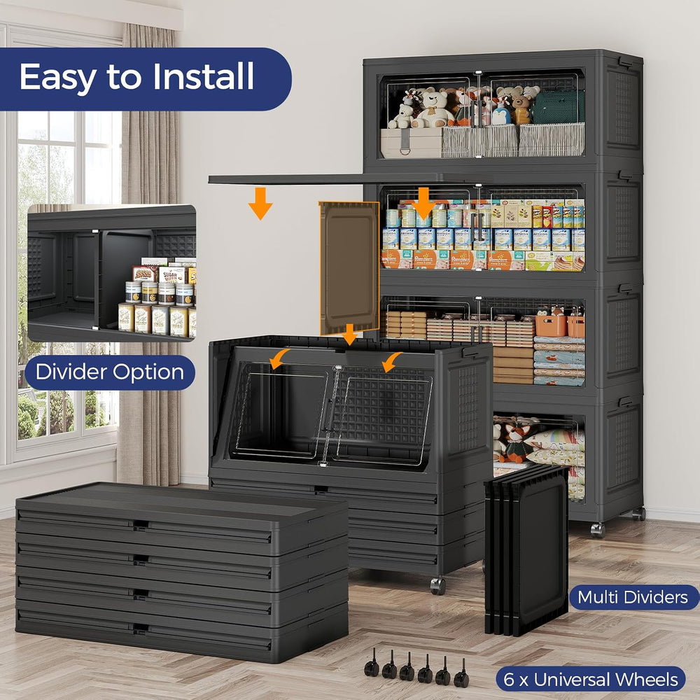 120Gal Stackable Storage Bins with Lid, 480Qt Extra Large Collapsible Storage...