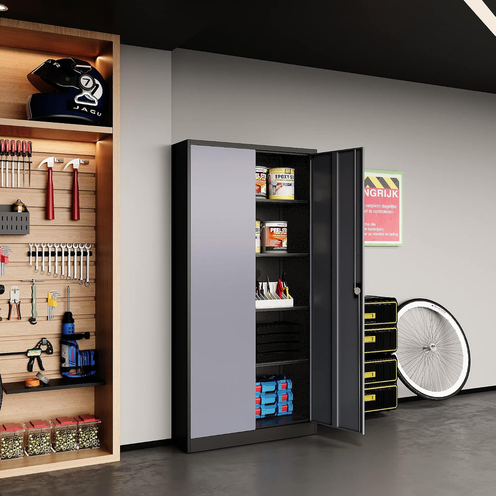 STANI Garage Storage Cabinet, 71" Steel Lockable File Cabinet, Locking S...