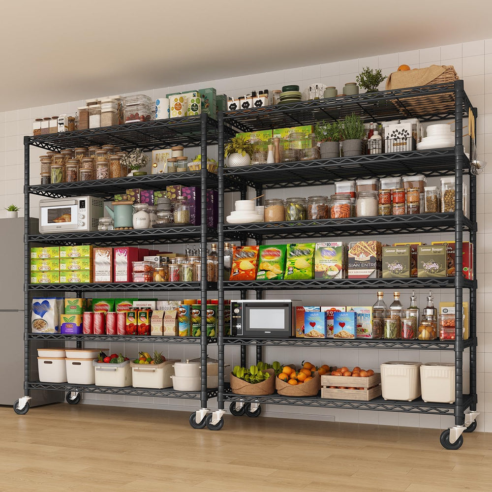 6 Tier 36" W x 16" D x 79" H Rolling Wire Metal Storage Shelve...