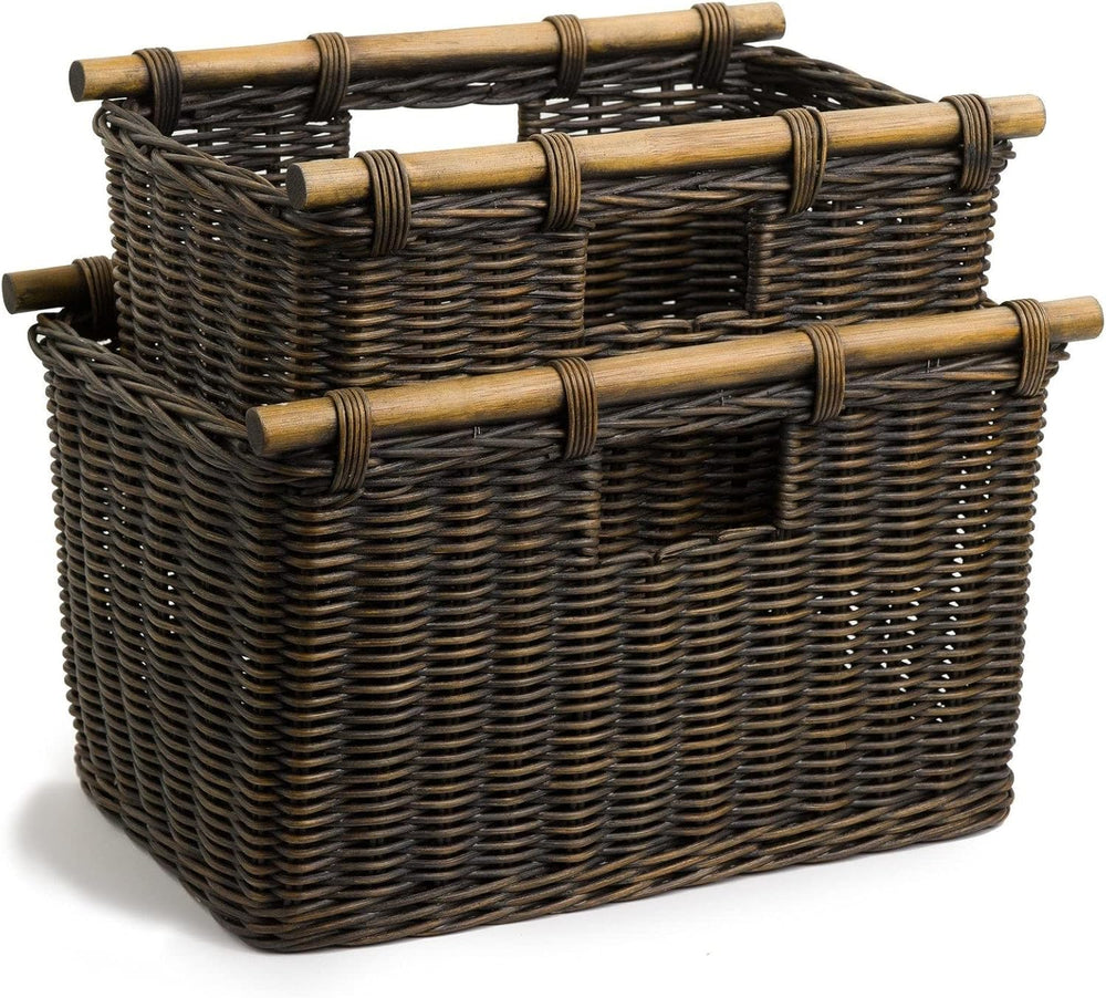 The Basket Lady Tall Narrow Wicker Storage Basket, S, Walnut Brown