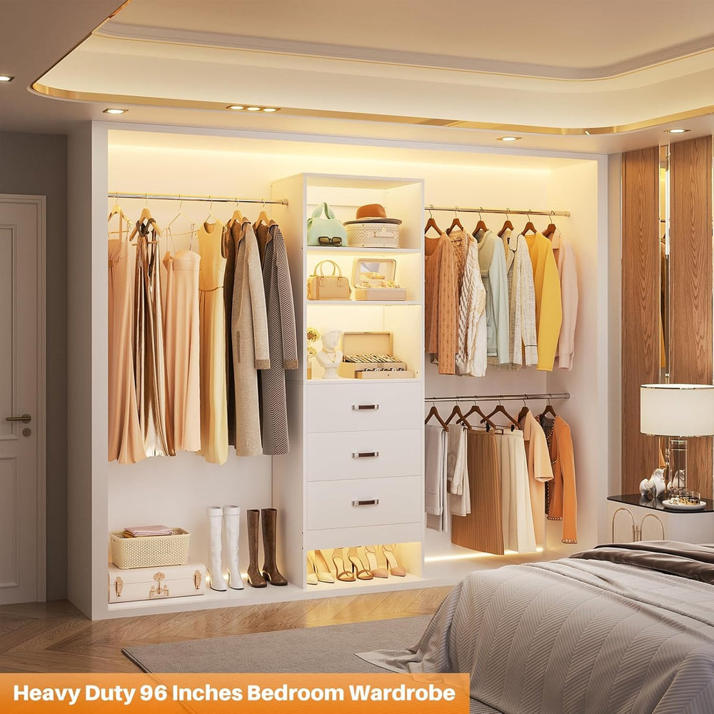 Homieasy 96 Inches Closet Organizer System, 8FT Customizable Walk In Closet O...