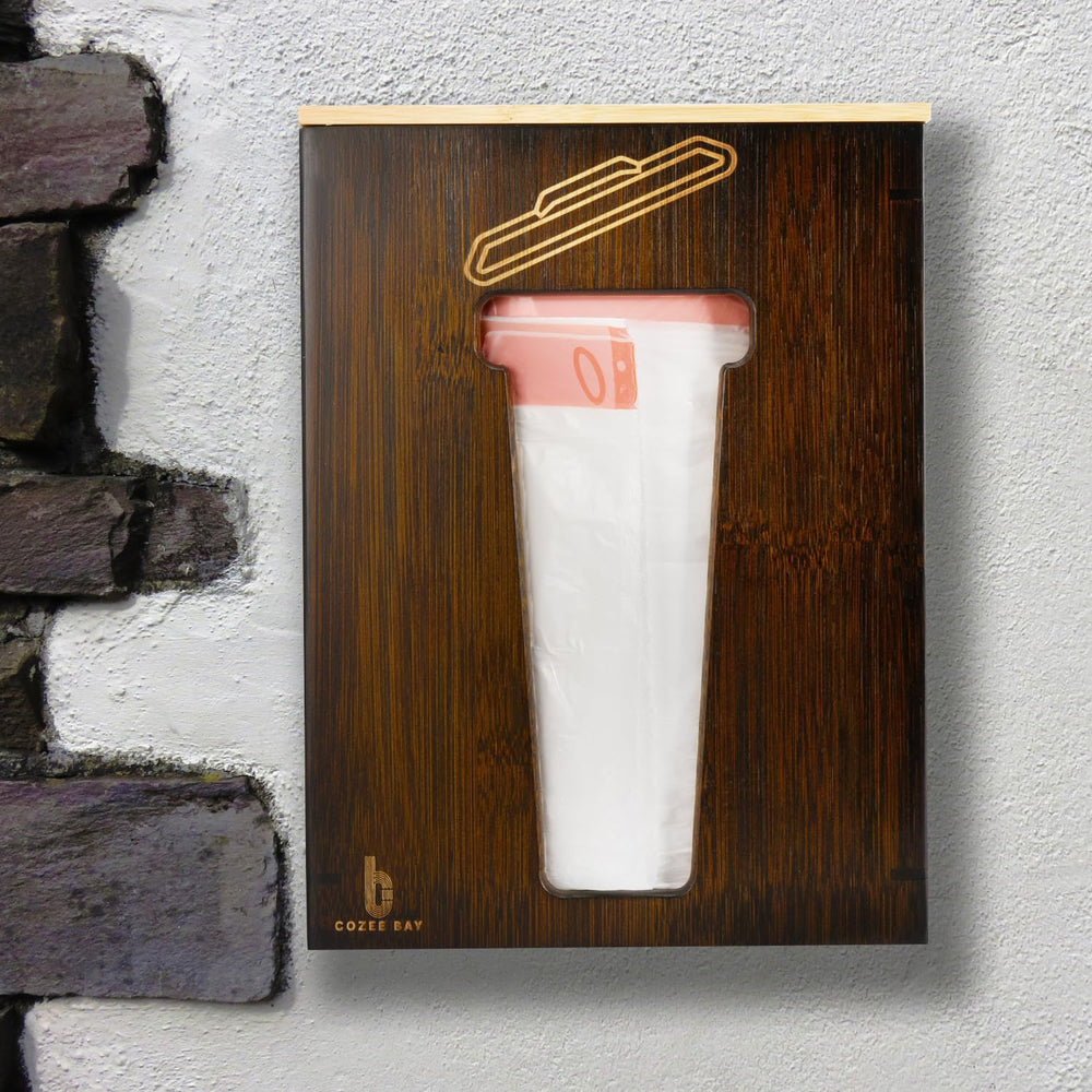 Bamboo Trash Bag Dispenser with Lid, Trash Bag Holder Organizer, Garbage Bag ...