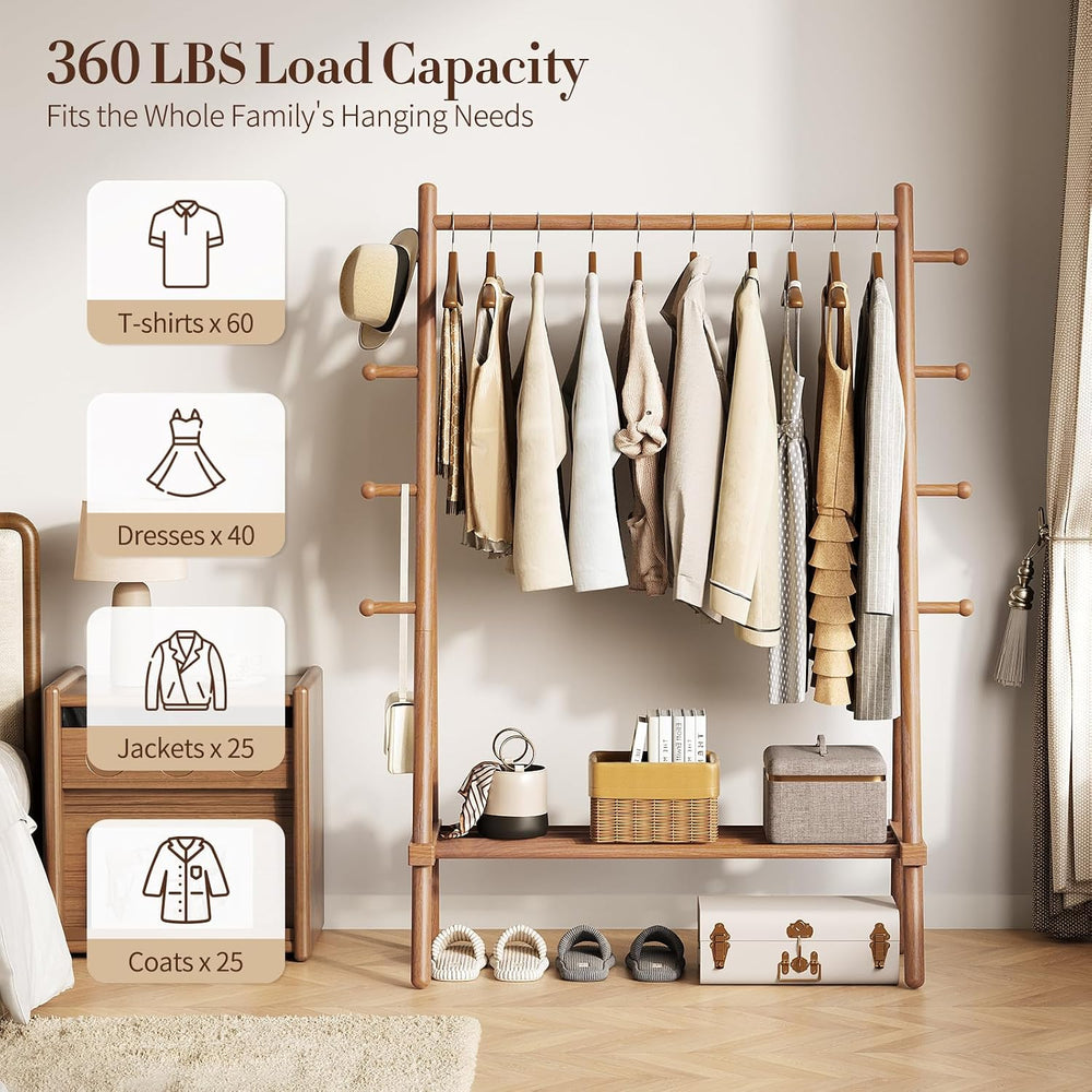 Yoobure Solid Wood Clothes Rack - Heavy Duty Clothing Racks for Hanging Cloth...