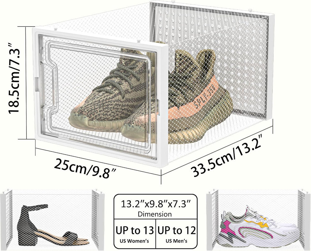 HOMIDEC XL Clear Shoe Storage Boxes, Stackable Shoe Organizer for Closet