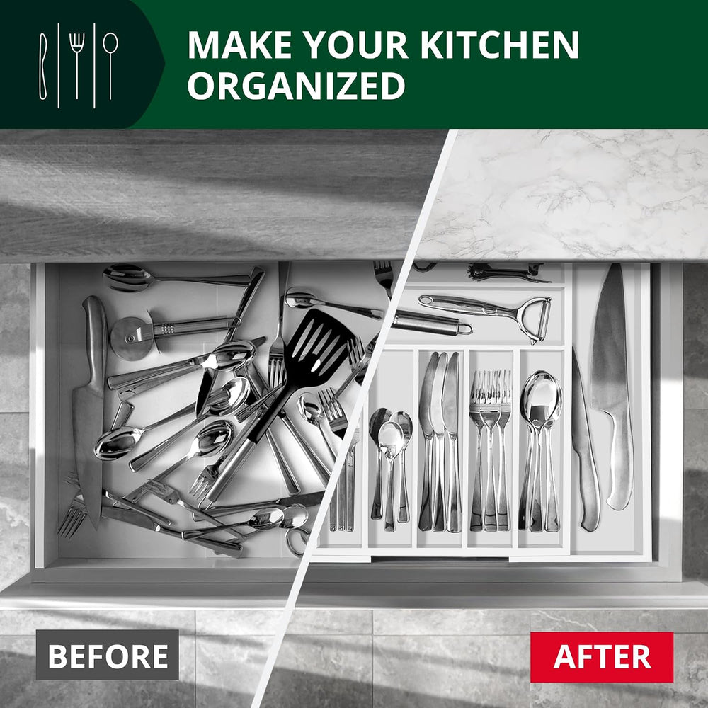 ROYAL CRAFT WOOD Luxury Bamboo Kitchen Drawer Organizer - Silverware Organize...