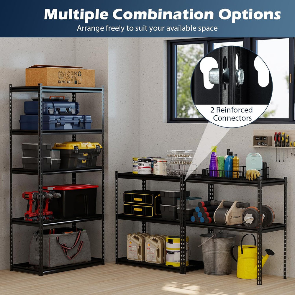 Tangkula 5-Tier Metal Storage Shelves, Garage Shelving Units with 2000 LBS Ca...