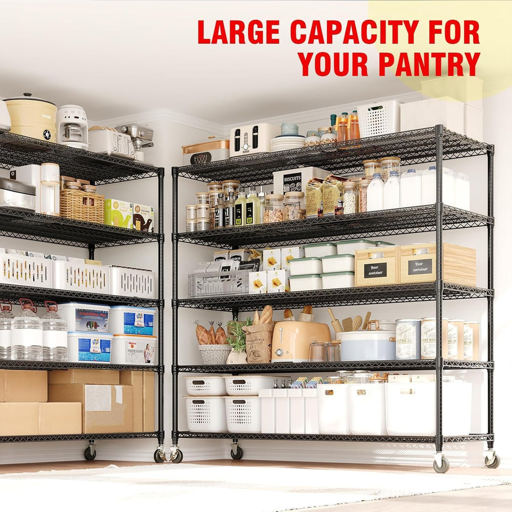 5-Tier Tall Steel Garage Shelving with Wheels