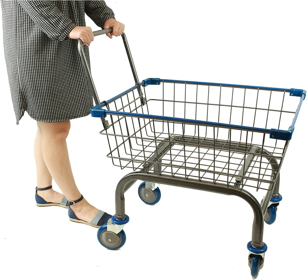 Heavy Duty Laundry and Grocery 1.8 Bushel Cart With U-Handle (Blue)