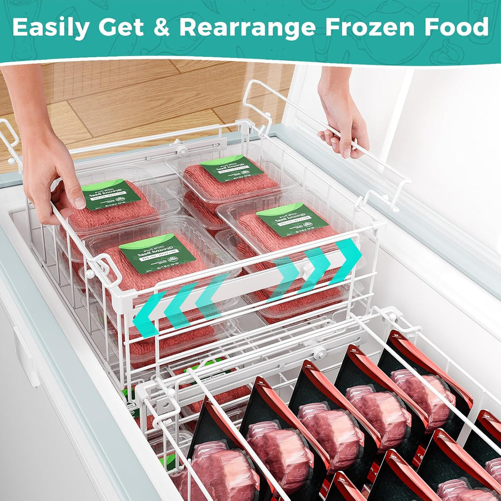 OPENICE Expandable Freezer Organizer Bins for Deep Freezer (4 PCS, White)