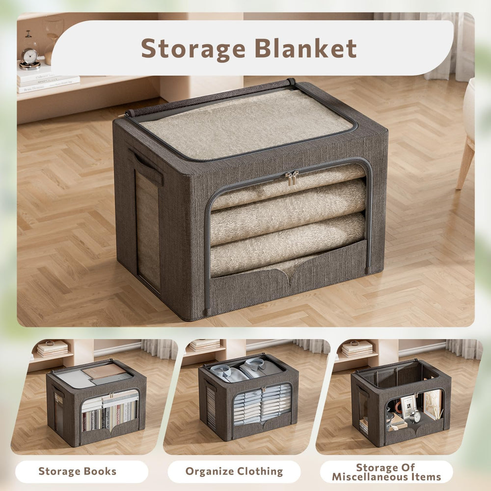 FHSQX 3 Pack Clothes Storage Bins with Metal Frame