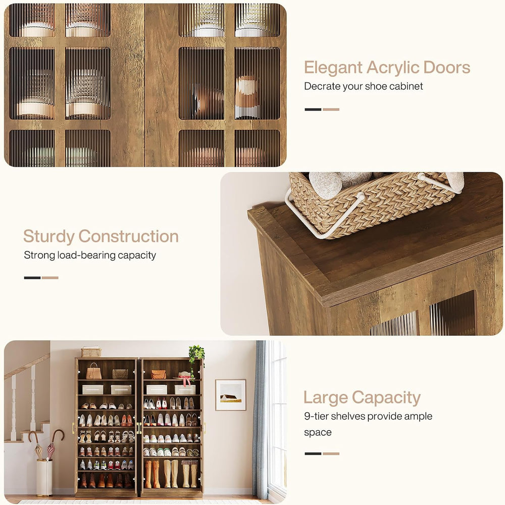 Tribesigns Tall Shoe Cabinet with Doors, 8-Tier Shoe Storage with Adjustable ...