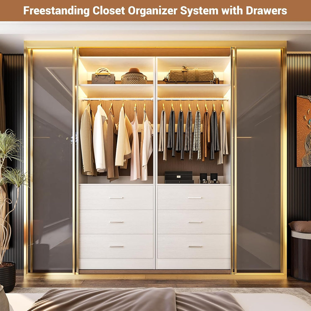 Besiost Closet Systems with 12 Wood Drawers, Closet System Set of 4
