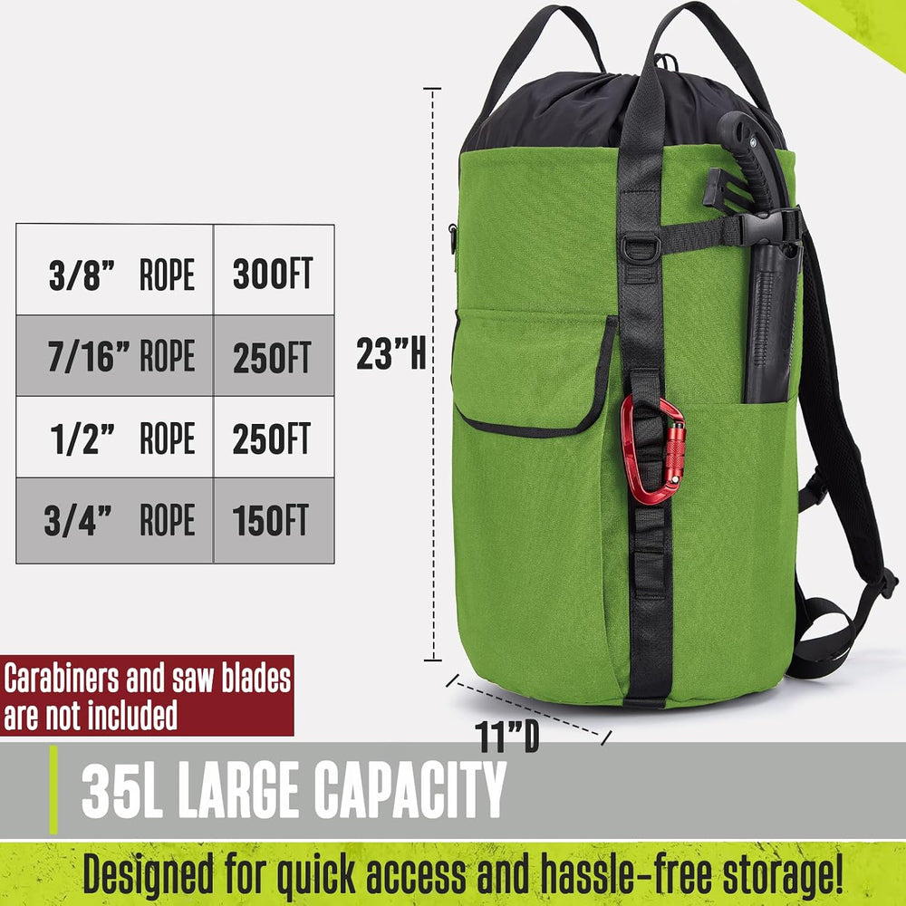 Arborist Rope Bag, 35L Tree Climbing Rope Bag, Arborist Equipment Bucket Back...