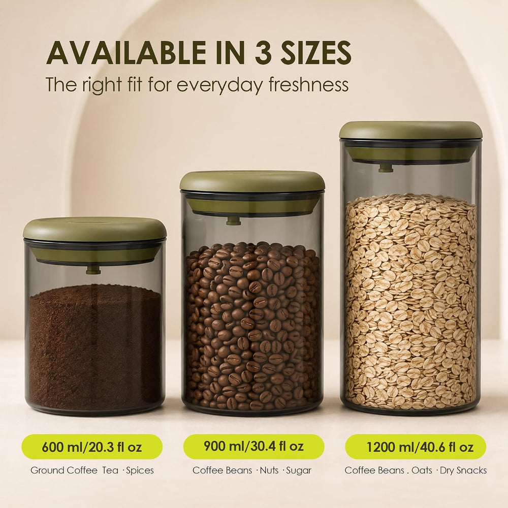Glass Pantry Storage Containers (0.6qt/0.8qt/1.2qt) Set of 3,Round
