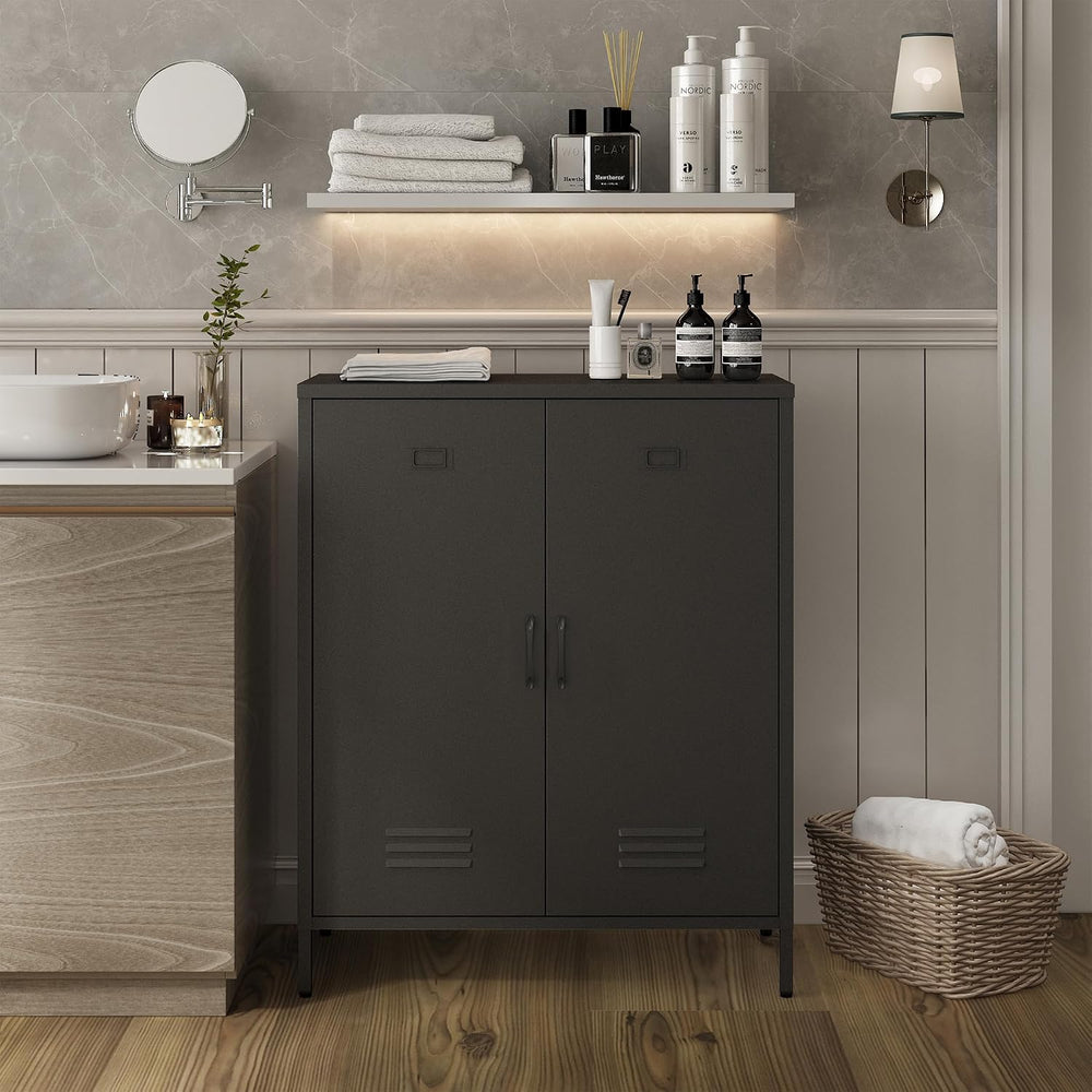 Steehoom Metal Cabinet with 2 Door, All Steel Small Locker Sideboard Buffet S...