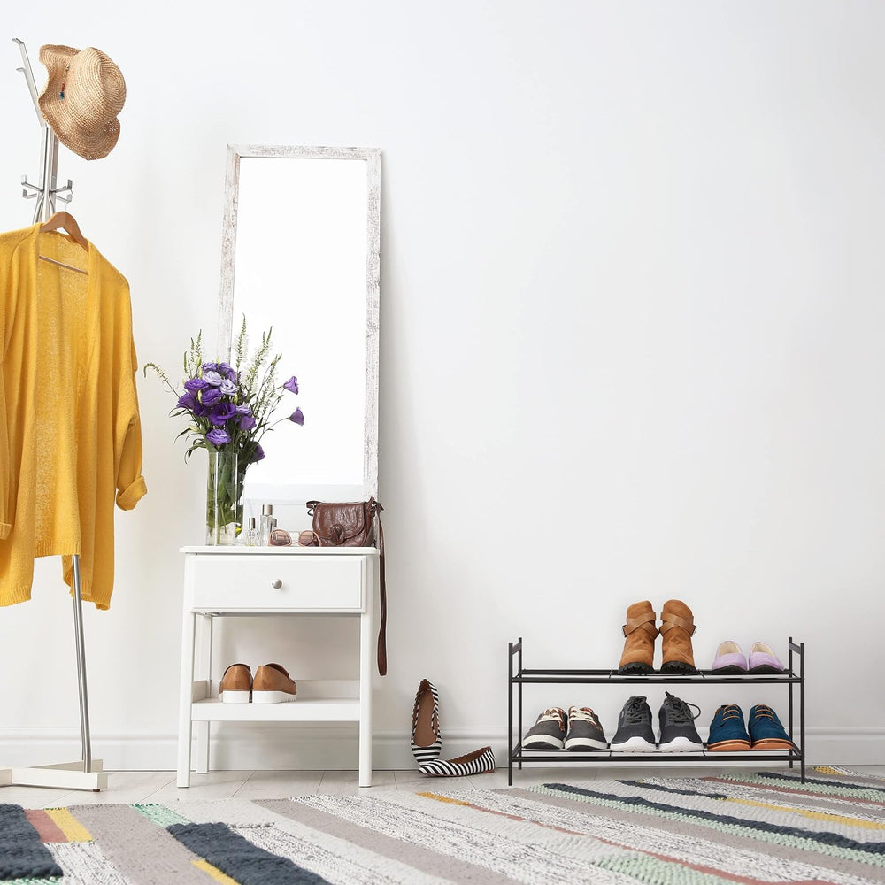 Relaxdays Metal Shoe Rack 2 Tier Stackable Hallway Shoe Rack HBT 33.5 x 70 x ...