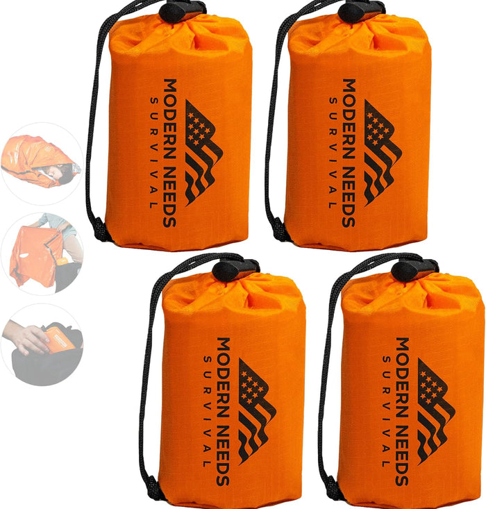 MODERN NEEDS Emergency Sleeping Bag Survival | Emergency Blanket, Bivy Sack & Emergency Bivy for Survival Supplies, Hiking Survival Kit, Compact Sleeping Bag & Camping Safety Equipment |