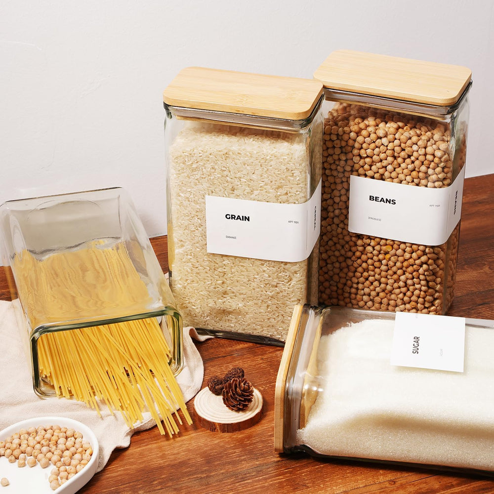 APT 1101 Glass Storage Jars with Bamboo Lid, glass canisters with airtight li...
