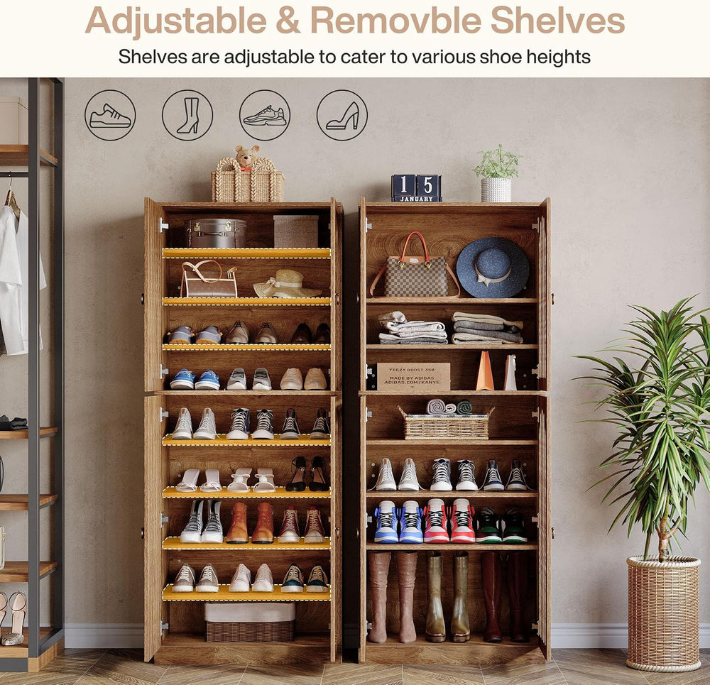 Tribesigns 70.86" Tall Shoe Storage Cabinet with Doors and Shelves, 9-Ti...