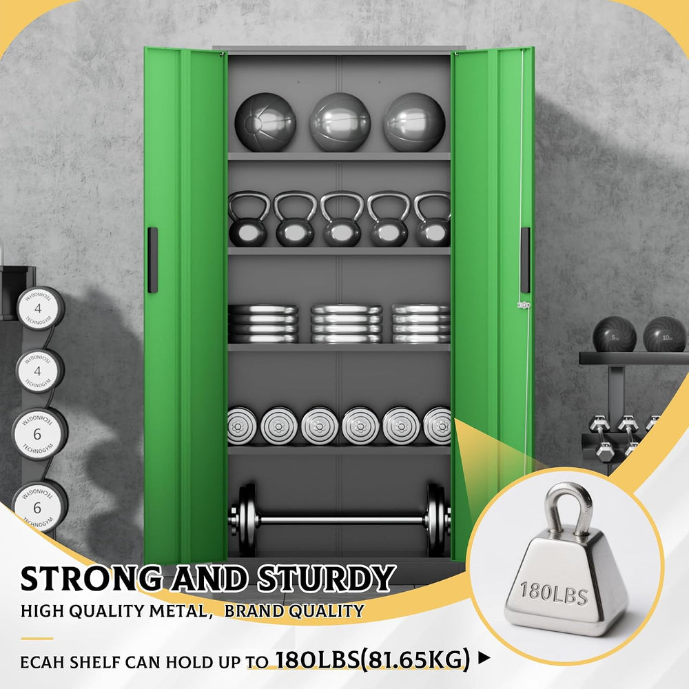 72" Metal Storage Cabinet - Heavy-Duty Metal Garage Cabinet with 4 Adjus...