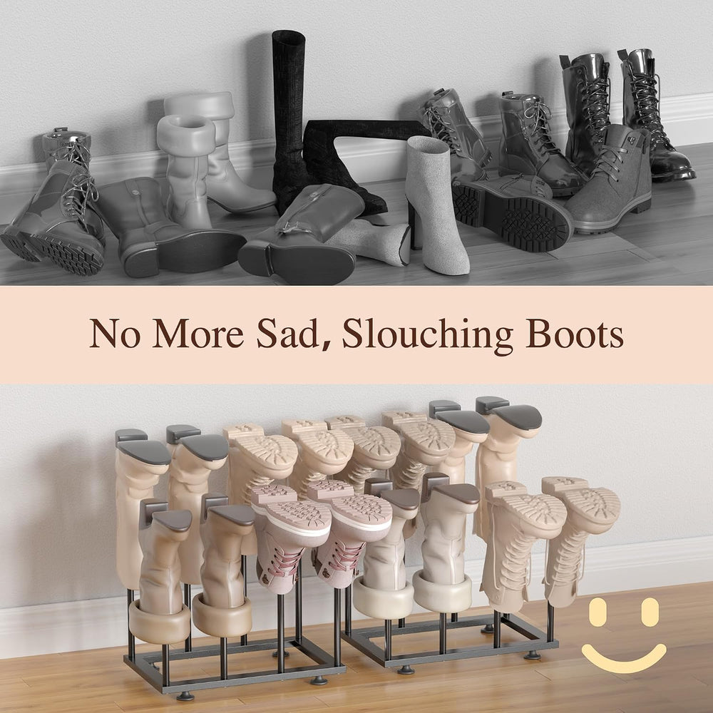 Boot Rack,Metal Free Standing Boot Storage Organizer, 8 Pairs,Black