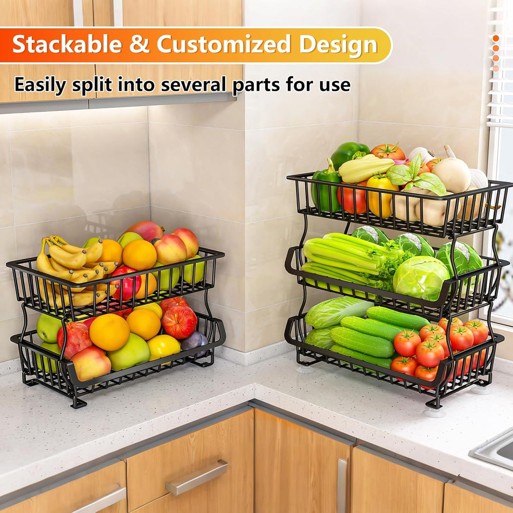 Gsiekare 3-Tier Rolling Pantry Organizer and Storage Cart with Wheels