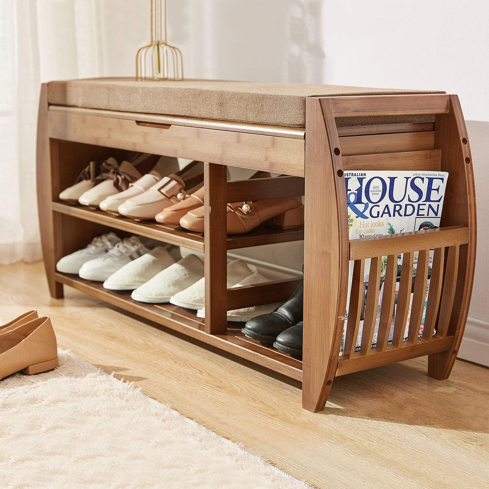 Bamboo Shoe Rack & Shoe Bench, Entryway Storage Organizer, Multi Function...