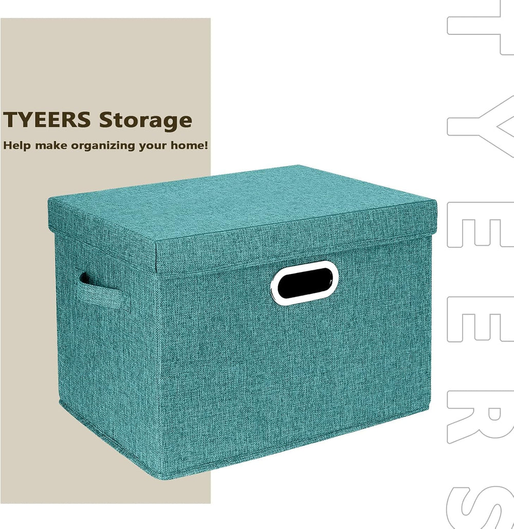 TYEERS Large Storage Bins with Lids, Collapsible, Washable, Fabric Storage Bo...