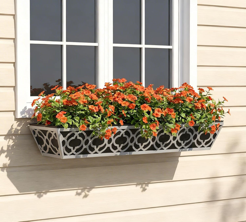 Y&M 4Pack 30'' Metal Railing Planter Box Set with Black Non-Woven...