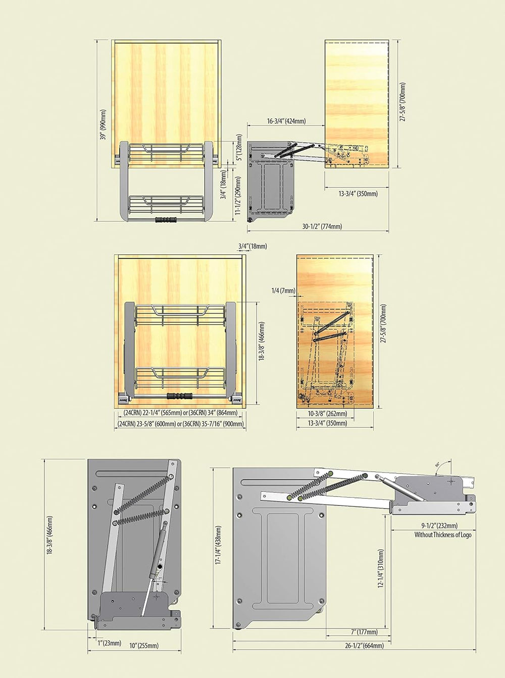 Rev-A-Shelf 36" Pull-Down Heavy-Duty Shelf Organizer for Tall Kitchen/Ba...