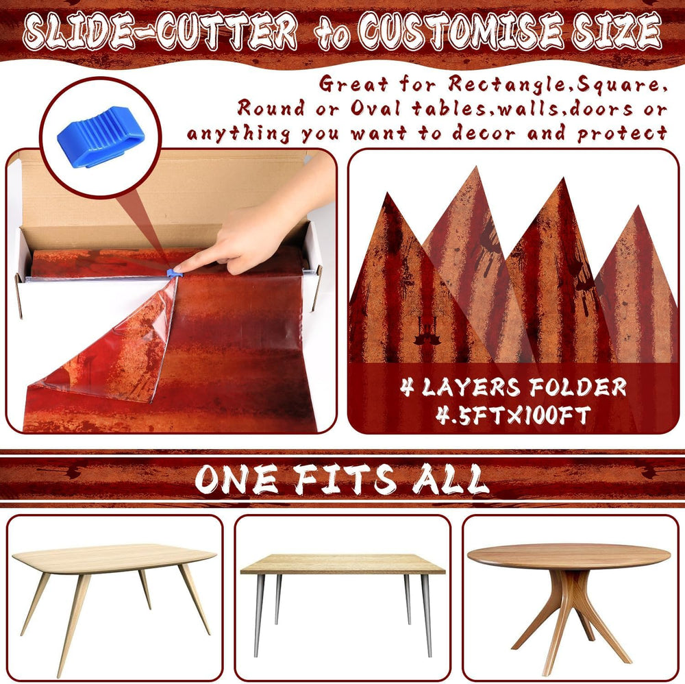 100 Ft Creepy Carnival Tablecloth Roll for Halloween Bloody Circus Tent Backd...