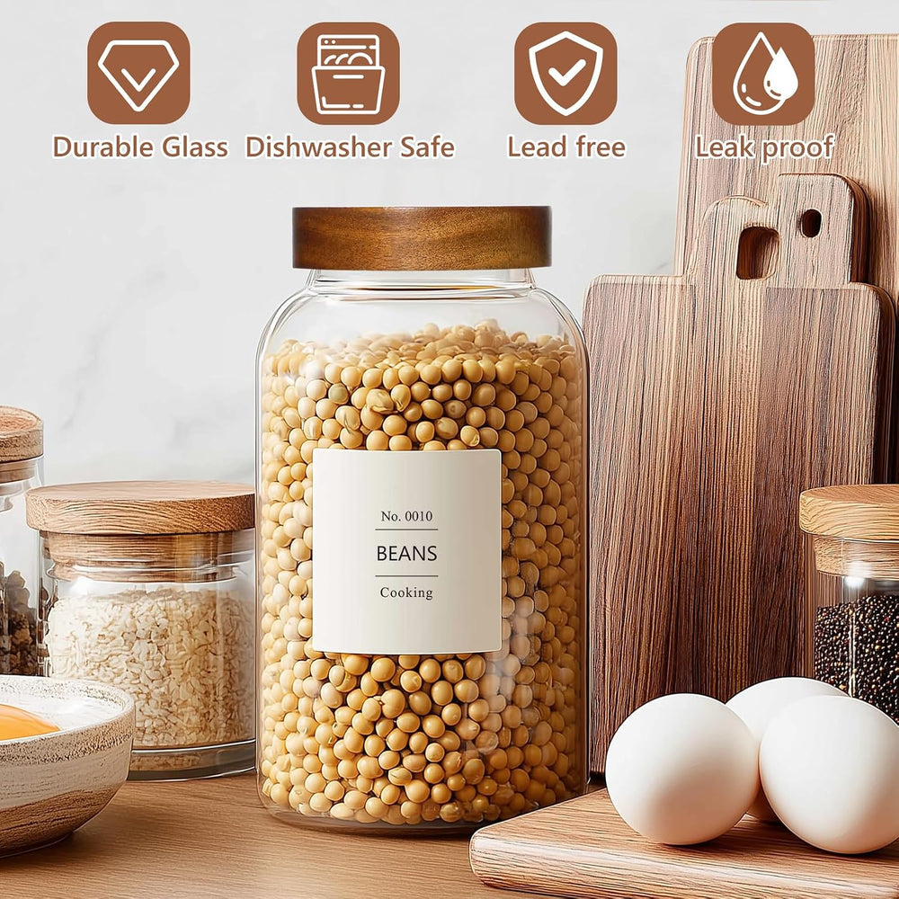 88oz Glass Jars w/Acacia Lids for Flour & Sugar Storage Containers