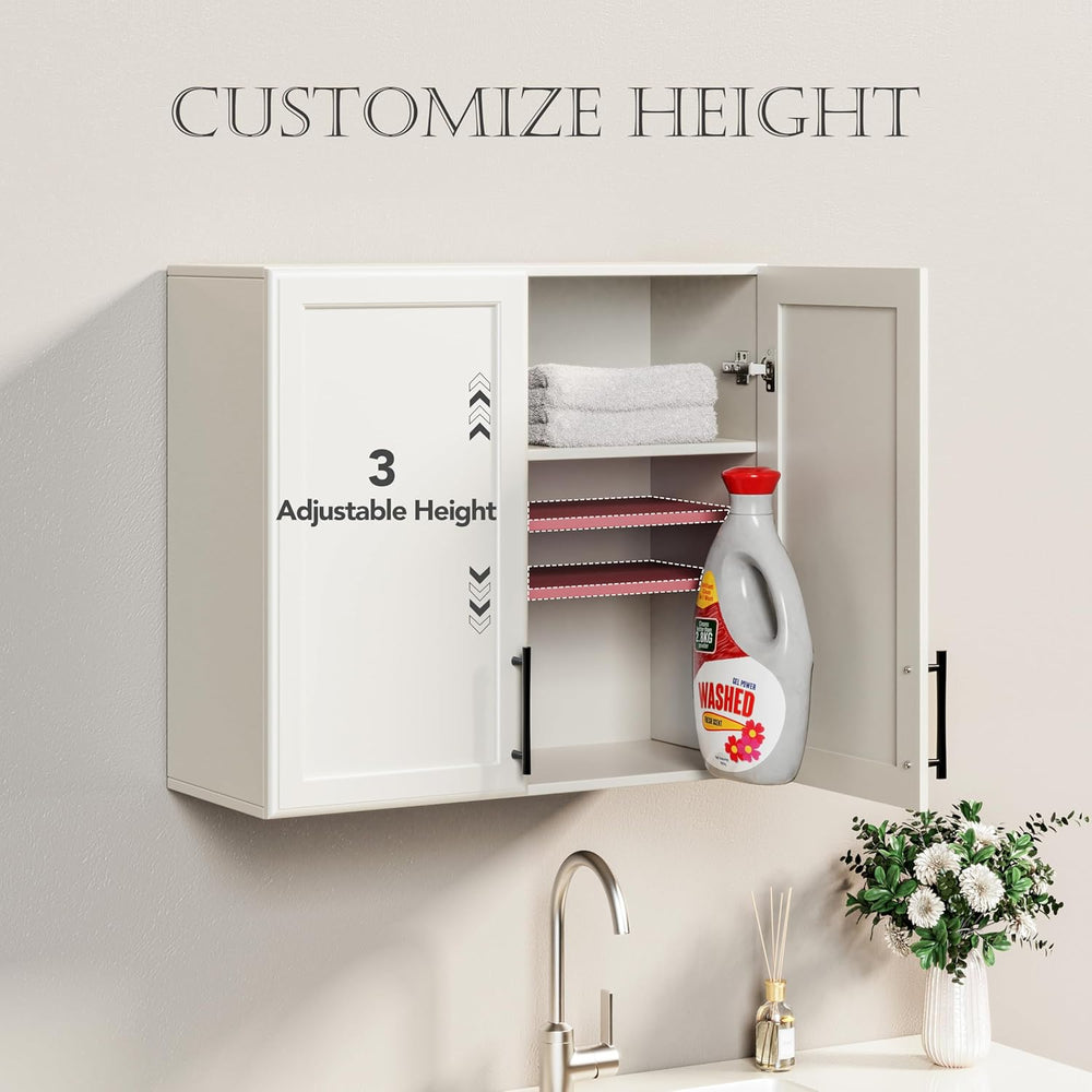 FIMELLO 47.2" W Laundry Room Cabinets Wall Mounted, Adjustable Shelf, Fl...