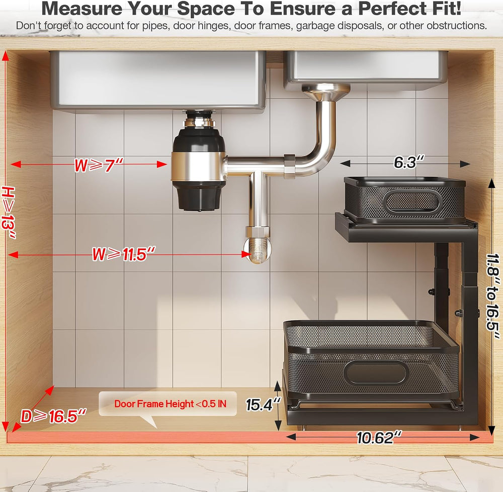 2-Pack Under Sink Storage Organizer with 2-Tier Slide Out Drawer, Sophisticat...