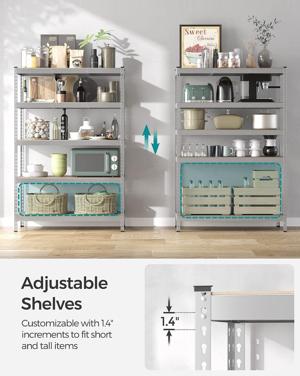SONGMICS 5-Tier Storage Shelves, Load 2310 lb, Garage Storage, Boltless Assem...