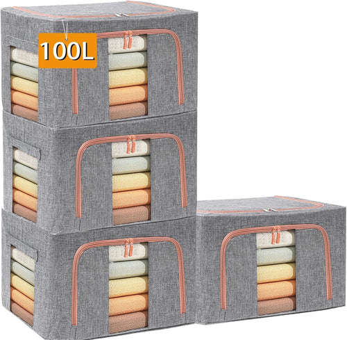 100l large storage bags,stackable clothes storage bins with, main product view