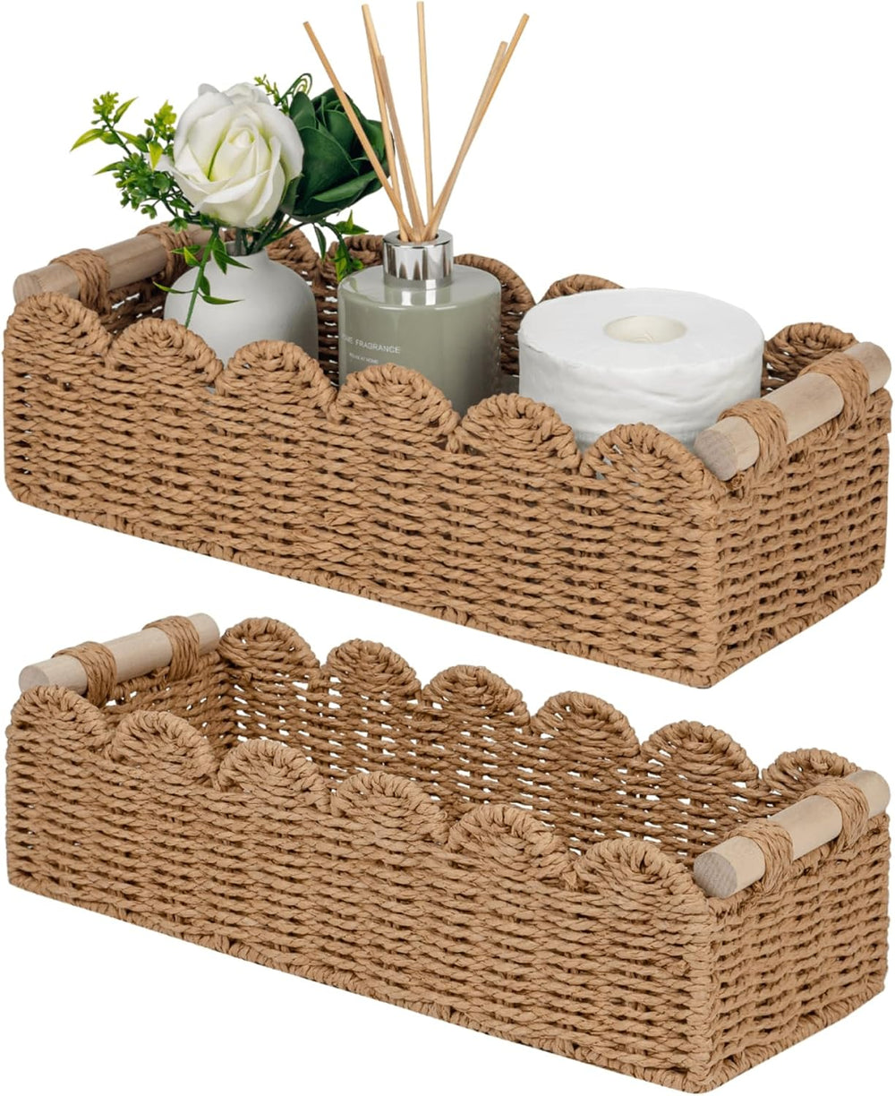 CubesLand Bathroom Basket Organizer, Toilet Tank Paper Storage Baskets 2PK