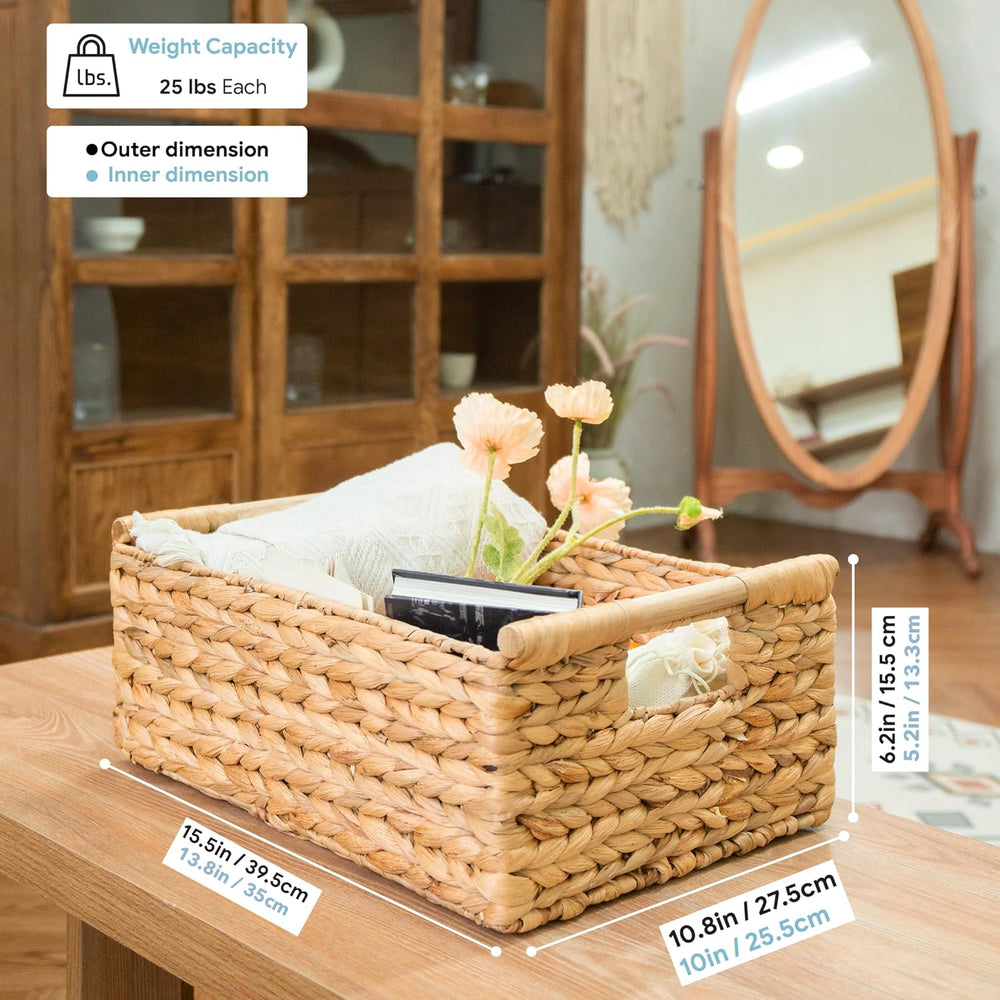 VATIMA Hyacinth Large Wicker Basket 15.5x10.8x6.2"