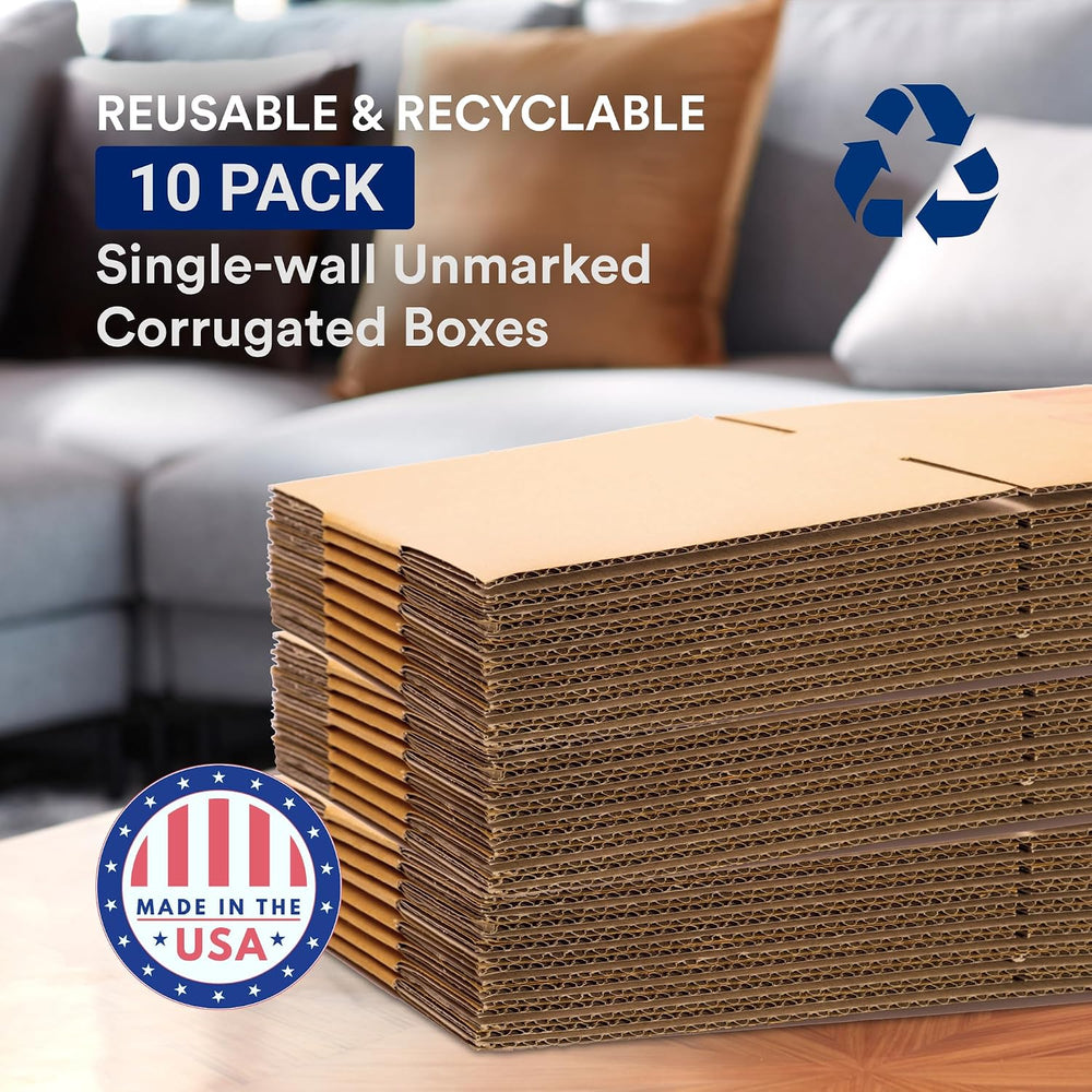 BOX USA Moving Boxes Large 23L x 17W x 12H 10-Pack - Corrugated Cardboard Box...