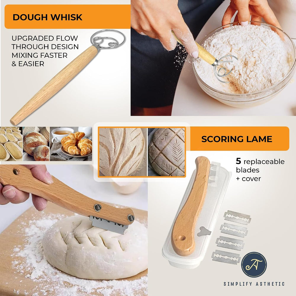 Premium Banneton Bread Proofing Baskets - A Complete Sourdogh Bread Baking Ki...